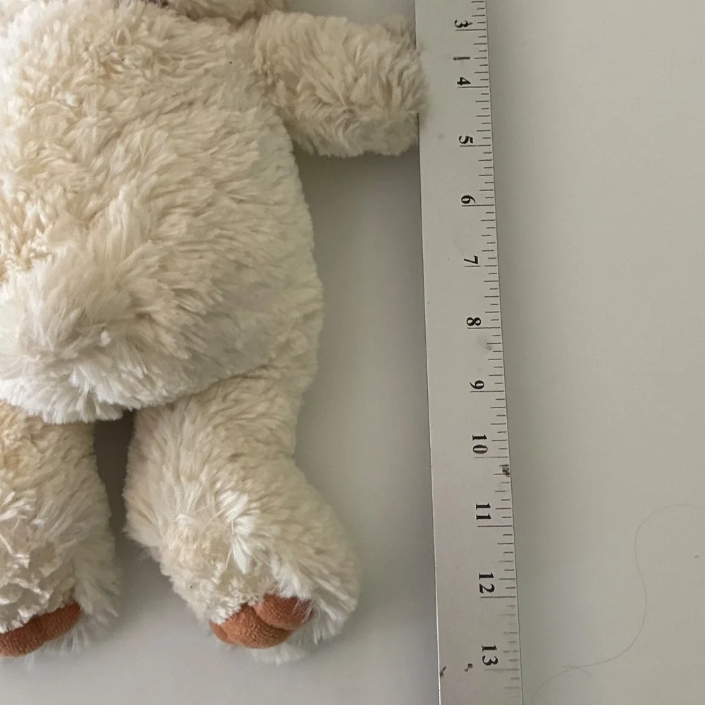 Aurora World Belle Cream Shaggy Teddy Bear Bow Plush Stuffed Animal 12 inch